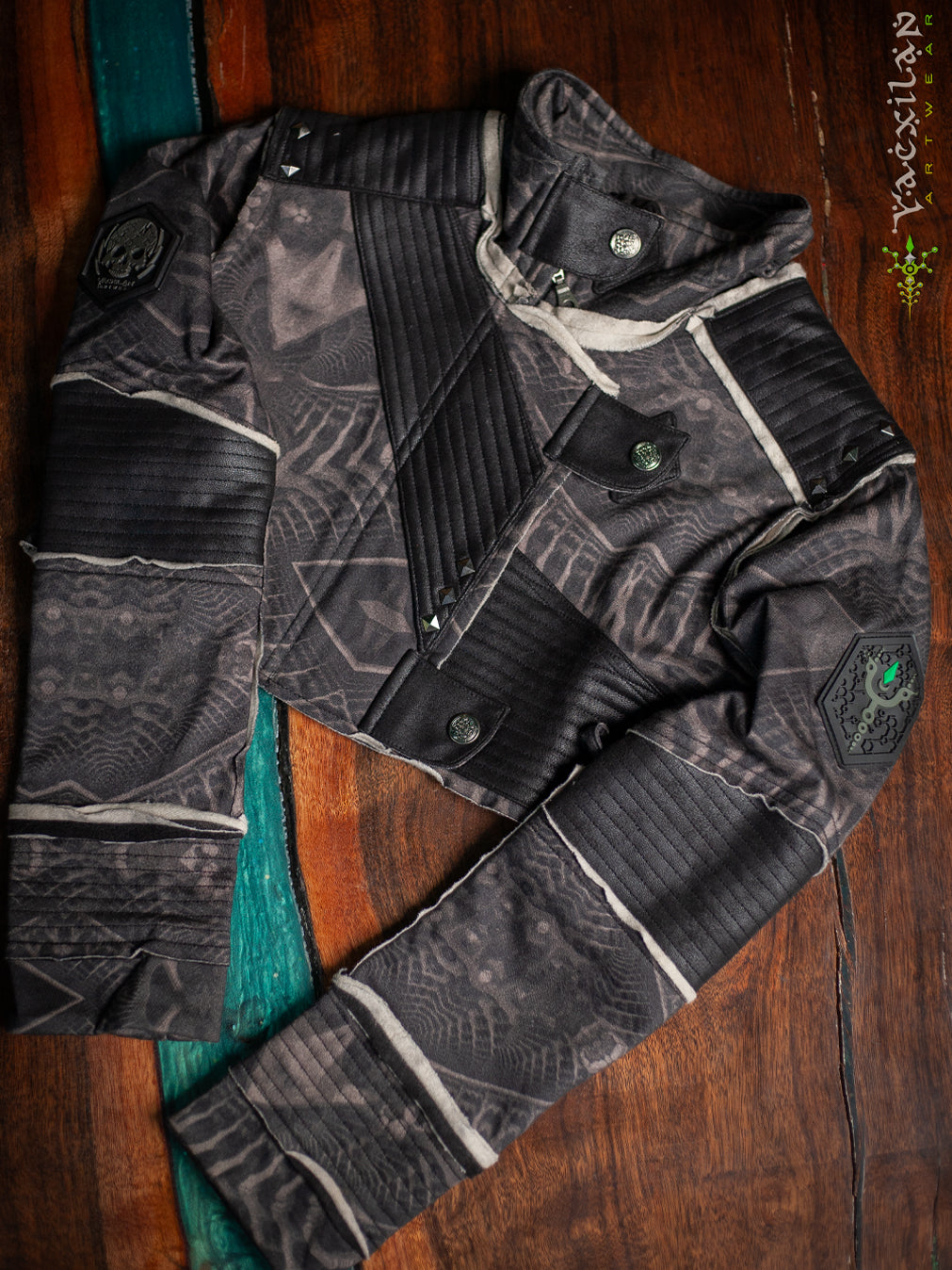 Crop Jacket Woman Neotokyo Punk / Cotton Looper Fake Leather - SANDOKAN